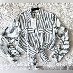 ZARA BNWT Linen Front Tie Crop Small
